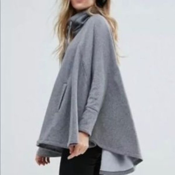 UGG $110 1096829 Pichot Turtleneck Poncho Grey Heather Pockets  SZ XS/S … - Picture 3 of 5